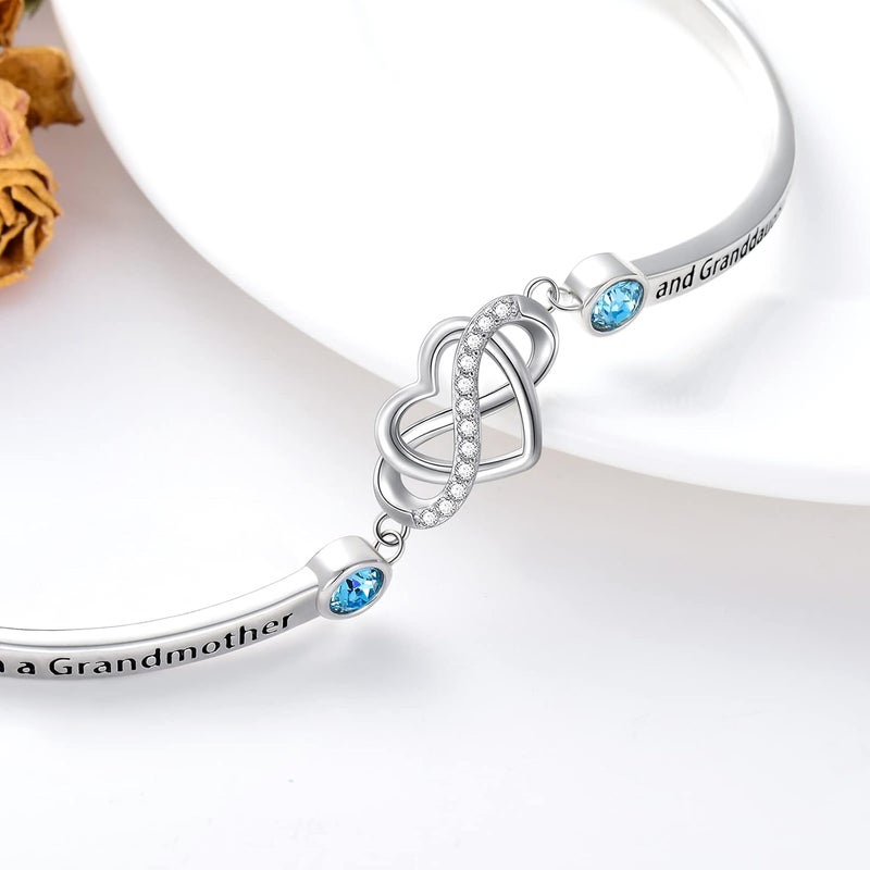 AOBOCO 925 Sterling Silver Adjustable Infinity Heart Bangle Bracelet for Sister Best Friend Daughter Mom Grandma Granddaughter Daughter in Law Godmother Goddaughter Stepmom Stepdaughter - Image 3